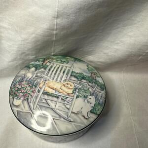 Studio Nova Lazy Cat Ceramic Covered Box Multicolor Cat Garden Theme with Lid